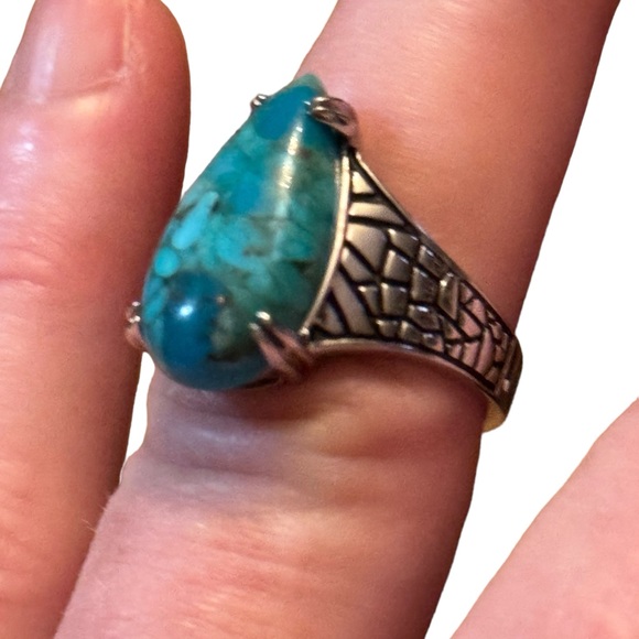 Stunning Sterling silver DK 925 turquoise high quality ring bali design - Picture 4 of 7